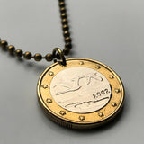 2002 Finland Suomi Euro coin pendant flying Whooper Swans Helsinki Finnish Finns Suomalaiset Nordic Scandinavian viking jewelry n003049