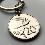 1973 Cook Islands 20 Tene coin pendant small bird Fairy Tern & baby British South Pacific Ocean seabird charm necklace jewelry n000657