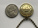 1949 or 1956 Turkey 25 Kurus coin pendant crescent moon star Istanbul Levent Mardin Antalya Canakkale Troy Trabzon Anatolia Göreme Kaş n001181