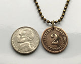 1912 Deutschland Deutschland 2 Pfennig Münzanhänger Halskette Schmuck Deutscher Schwarzer Adler Berlin Hamburg München Köln Frankfurt Stuttgart Düsseldorf Dortmund Dresden Bonn Hannover Leipzig Dortmund Bremen Bayern Hessen Sachsen n000960
