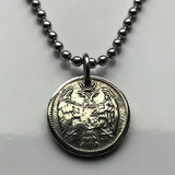 1912 Serbia 5 Para coin pendant necklace jewelry Serbian double head eagle Belgrade Niš city Nišava Nemanjić dynasty Yugoslavia crowned king necklace n001102