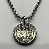 1912 Serbia 5 Para coin pendant necklace jewelry Serbian double head eagle Belgrade Niš city Nišava Nemanjić dynasty Yugoslavia crowned king necklace n001102