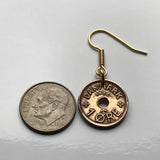 Denmark Danmark Danskere 1 Ore coin hook earrings fashion jewelry Danish crown initial C X Copenhagen Aarhus Odense Aalborg Danes Nordic Scandinavia Zealand Funen Viking Faroese Amalienborg Palace Norse king queen dangle and drop e000058