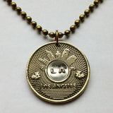USA LA Los Angeles Transit Authority Transportation subway bus Token coin pendant Good For One Base Fare California necklace n001293