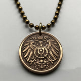 1912 Deutschland Deutschland 2 Pfennig Münzanhänger Halskette Schmuck Deutscher Schwarzer Adler Berlin Hamburg München Köln Frankfurt Stuttgart Düsseldorf Dortmund Dresden Bonn Hannover Leipzig Dortmund Bremen Bayern Hessen Sachsen n000960