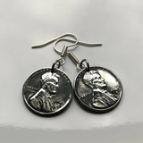 USA 1943 Steel Penny 1 Cent coin earrings World War 2 Allies Abraham Lincoln wheat steelie magnetic coin Americana Victory necklace e000122