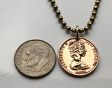 1974 New Zealand 1 Cent coin pendant Silver fern leaf ponga Wellington Marae Koruru Hawaiki North South Island haka necklace n000550