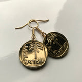 Israel 10 Agorot coin earrings Jewish date palm tree Hebrew Temple Mount Holy Land Judea Zion Jews Torah Middle East bar mitzvah e000130