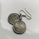 antique! Germany 5 Pfennig coin earrings German eagle Berlin Munich Bundesadler Dresden Bonn Hanover Leipzig Dortmund Bavaria Munchen e000134