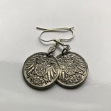 antique! Germany 5 Pfennig coin earrings German eagle Berlin Munich Bundesadler Dresden Bonn Hanover Leipzig Dortmund Bavaria Munchen e000134
