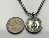 1912 Serbia 5 Para coin pendant necklace jewelry Serbian double head eagle Belgrade Niš city Nišava Nemanjić dynasty Yugoslavia crowned king necklace n001102