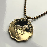 1981 Tanzania 10 Senti coin pendant necklace fashion jewelry African Zebra Dodoma Dar es Salaam Mwanza Arusha Mbeya Serengeti safari Mount Kilimanjaro Bongo Flava music Tanganyika Zanzibar Bantu Swahili Mwanza Sukuma Nyamwezi Haya people n000498