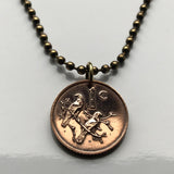 1978 South Africa 1 Cent coin pendant necklace jewelry Cape Sparrows love birds Cape Town Johannesburg Pretoria Bloemfontein Port Elizabeth Durban Limpopo Soweto Nguni Bantu Zulu isiXhosa Afrikaans n000412