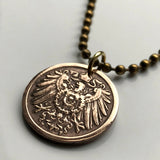 1912 Deutschland Deutschland 2 Pfennig Münzanhänger Halskette Schmuck Deutscher Schwarzer Adler Berlin Hamburg München Köln Frankfurt Stuttgart Düsseldorf Dortmund Dresden Bonn Hannover Leipzig Dortmund Bremen Bayern Hessen Sachsen n000960