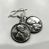 USA 1943 Steel Penny 1 Cent coin earrings World War 2 Allies Abraham Lincoln wheat steelie magnetic coin Americana Victory necklace e000122