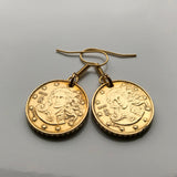 2002 Italy 10 Euro Cent coin earrings Italia Birth of Venus Botticelli Rome Florence lady woman painter oil painting dangle drop e000050