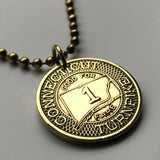 1982 Connecticut Turnpike Highway Token coin pendant necklace jewelry transit transportation Toll booth Good For One Fare New England USA n001358