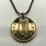 1986 Ireland 20 Pence coin pendant hunting horse Irish harp Dublin Gaelic Drogheda Swords Dundalk Ulster stallion thoroughbred n000253