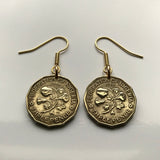 1959 UK Nigeria 3 Pence Münze Ohrringe Baumwollpflanze Abuja Lagos Britisch Westafrika Ibadan Benue River botanische Blüte Blumenstrauß e000200