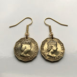 1959 UK Nigeria 3 Pence Münze Ohrringe Baumwollpflanze Abuja Lagos Britisch Westafrika Ibadan Benue River botanische Blüte Blumenstrauß e000200