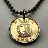 Malta 1 Cent coin pendant necklace jewelry Maltese cute small weasel ferret least stoat minks Valletta Żabbar Città Pinto Paola Qrendi Mnajdra George Cross Gozo Tarxien n000629