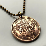 1973 Nigeria 1 Kobo coin pendant Nigerian horse eagle Abuja Lagos black shield West Africa Zuma Rock Victoria Island Harcourt Ibo n001572