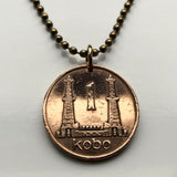 1973 Nigeria 1 Kobo coin pendant Nigerian horse eagle Abuja Lagos black shield West Africa Zuma Rock Victoria Island Harcourt Ibo n001572