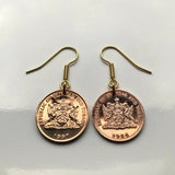 1975 Trinidad and Tobago Cent coin earrings jewelry hummingbird Port of Spain Scarlet Ibis Cocrico Arima Couva Scarborough Soca carnival steelpan limbo West Indies Trinidadian Chaguanas Rapso e000166