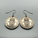 United Kingdom Scotland 1 Shilling coin earrings jewelry Scottish lion Edinburgh Glasgow Perth Alba Dundee Aberdeen Holyrood Palace Lothian Stirling Scots Inverness Fife Great Britain British e000207