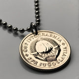 1975 Jugoslawien Jugoslavija 1 Dinar Münze Anhänger Halskette Schmuck Serbien Kroatien Belgrad Bosnien Herzegowina Slowenien Srbija Balkan Südslawisch n001158