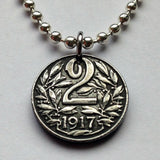 1917 Austria Osterreich 2 Heller coin pendant double headed eagle Vienna Salzburg Habsburg Graz Linz Innsbruck Wien Wels Villach Tyrol Styria Sölden Ischgl Heurigen World War 1 n000276