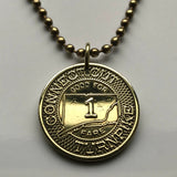 1982 Connecticut Turnpike Highway Token coin pendant Hartford Bridgeport transit transportation toll booth Good For One Fare USA n001358