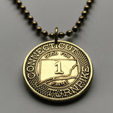 1982 Connecticut Turnpike Highway Token coin pendant necklace jewelry transit transportation Toll booth Good For One Fare New England USA n001358