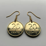 Lithuania 20 Centu coin earrings Vytis horse back armored knight Vilnius Kaunas Klaipėda Šiauliai medieval Vityaz Marijampolė Jonava Utena Curonian Spit Panevėžys Pahonia Alytus Mažeikiai Trakai Island Castle Kėdainiai Kernavė Hill of Crosses e000216