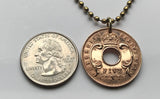 1964 East Africa 5 Cents coin pendant Tanzania Uganda Kenya elephant tusk UK British African Great Lakes Mombasa necklace n000843