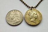 1984 Australia 1 Dollar coin pendant necklace jewelry kangaroo roos wallaby Sydney Darwin New South Wales Tasmania Aussie Southern Cross Oceania joey n001283