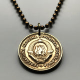 1955 Yugoslavia 10 Dinara coin pendant socialist republic Serbia Croatia Macedonia Slovenia Montenegro Bosnia & Herzegovina Kosovo Belgrade Sarajevo Zagreb Skopje Ljubljana Vojvodina Podgorica Split Sušak South Slavic Balkans n000172