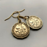 1959 UK Nigeria 3 Pence Münze Ohrringe Baumwollpflanze Abuja Lagos Britisch Westafrika Ibadan Benue River botanische Blüte Blumenstrauß e000200