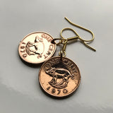 1978 or 1997 Bermuda 1 Cent coin earrings wild boar pig Hamilton swine hog money Paget Pembroke Sandys Smith's snorkeling British e000012