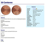 1972 Portugal 50 Centavos coin pendant Portuguese 5 Quinas Lisbon Douro River Faro Quincunx cross Mirandese Oporto Iberia Castilian n000435