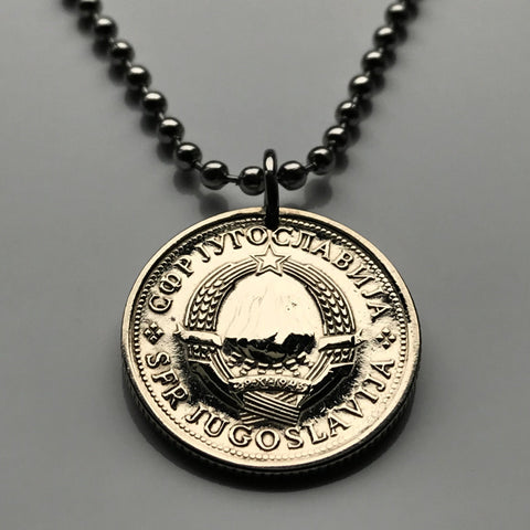 1975 Jugoslawien Jugoslavija 1 Dinar Münze Anhänger Halskette Schmuck Serbien Kroatien Belgrad Bosnien Herzegowina Slowenien Srbija Balkan Südslawisch n001158