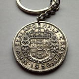 1965 New Zealand 1/2 Crown coin pendant Maori Koruru Mask Auckland Te Reo Polynesia Queenstown Hahei North Island waka Kiwi haka UK n002520