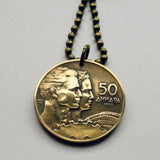 1955 Yugoslavia 50 Dinara coin pendant necklace Socialist Federal Republic Communist Slovenia Macedonia Montenegro Croatia Serbia necklace n000959