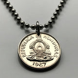 1967 Honduras 20 Centavos pirámide Lempira Lenca Tegucigalpa coin pendant Choluteca masonic eye Yoro Olancho El Paraíso Atlántida Copán n001720