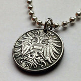 1917 Austria Osterreich 2 Heller coin pendant double headed eagle Vienna Salzburg Habsburg Graz Linz Innsbruck Wien Wels Villach Tyrol Styria Sölden Ischgl Heurigen World War 1 n000276