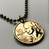 1955 Yugoslavia 10 Dinara coin pendant socialist republic Serbia Croatia Macedonia Slovenia Montenegro Bosnia & Herzegovina Kosovo Belgrade Sarajevo Zagreb Skopje Ljubljana Vojvodina Podgorica Split Sušak South Slavic Balkans n000172