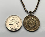 1955 Yugoslavia 10 Dinara coin pendant socialist republic Serbia Croatia Macedonia Slovenia Montenegro Bosnia & Herzegovina Kosovo Belgrade Sarajevo Zagreb Skopje Ljubljana Vojvodina Podgorica Split Sušak South Slavic Balkans n000172