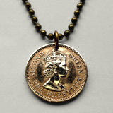 1955 Cyprus 3 Mils coin pendant Cypriot flying fish Nicosia fishing Mediterranean sea jewelry UK British Greek Turkey ocean necklace n000139