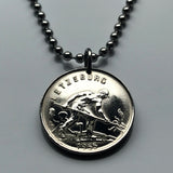 1952 Luxembourg Letzeburg 1 Franc coin pendant initial Ch Grand Duchess Charlotte Luxembourgish crown Esch-sur-Alzette Differdange Dudelange Wormeldange Grund Diekirch Schengen Petange Rumelange n000768