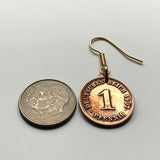 Germany 1 Pfennig coin earrings German eagle Berlin Munich Bundesadler Dresden Bonn Hanover Leipzig Dortmund Bavaria e000223